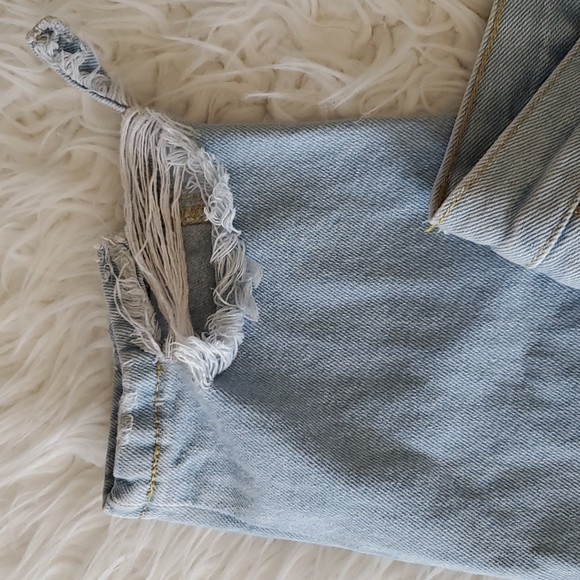 Brandy Melville Distressed Denim Pants Long Size Small - Picture 4 of 16